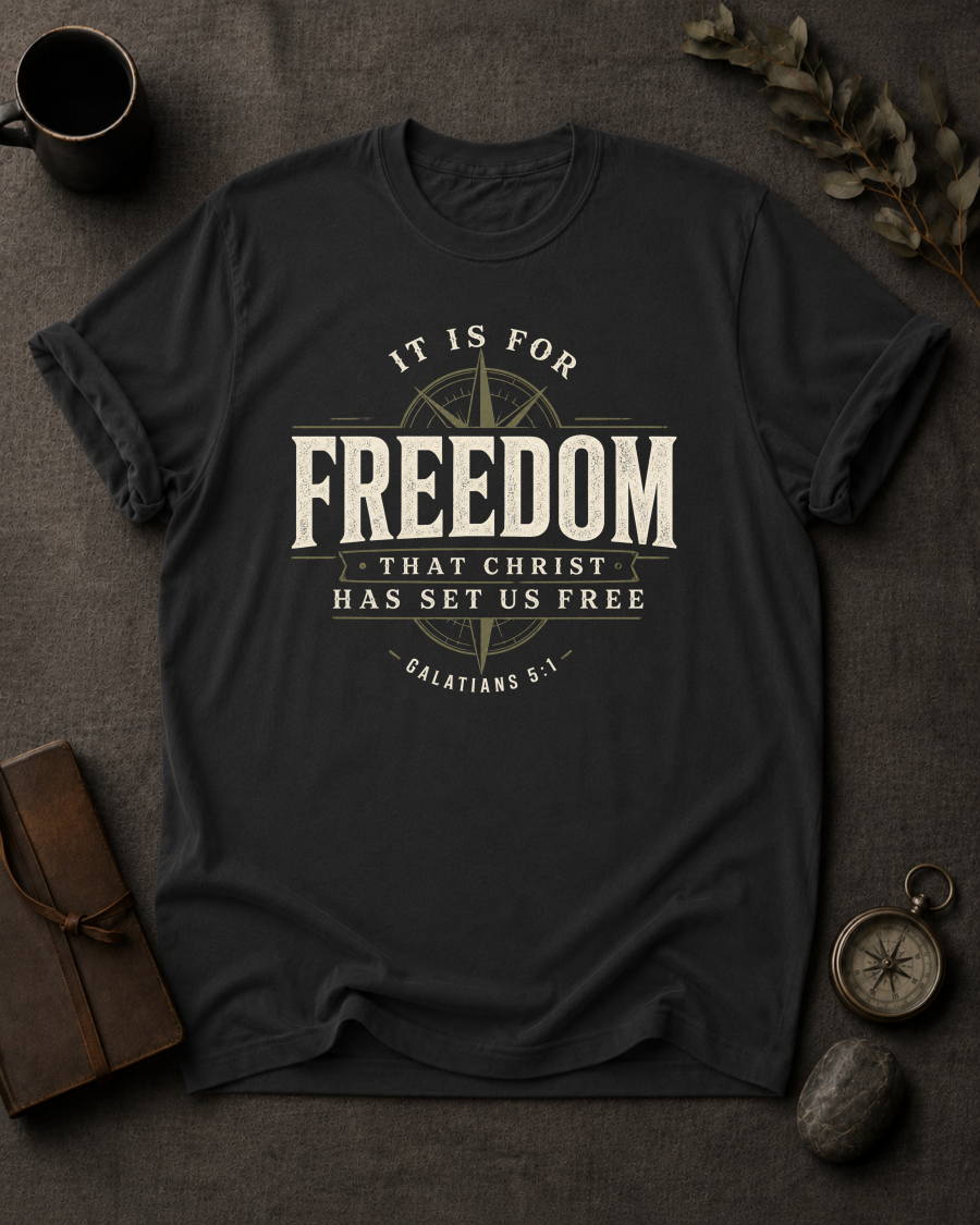 It Is For Freedom Comfort Colors 1717 — Galatians 5:1 t-shirt black