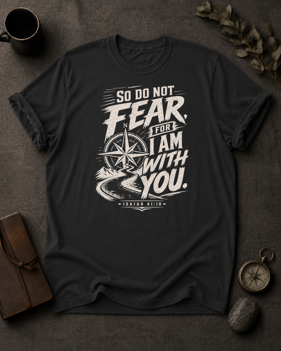 Do Not Fear For I Am With You — Isaiah 41:10 t-shirt  Comfort Colors 1717 Black