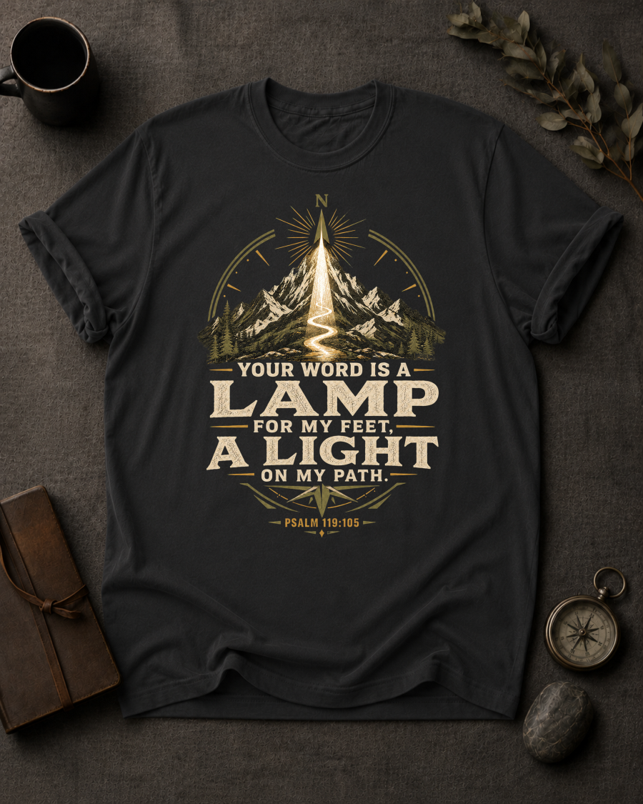Lamp for My Feet Christian T-Shirt in Black - Comfort Colors 1717