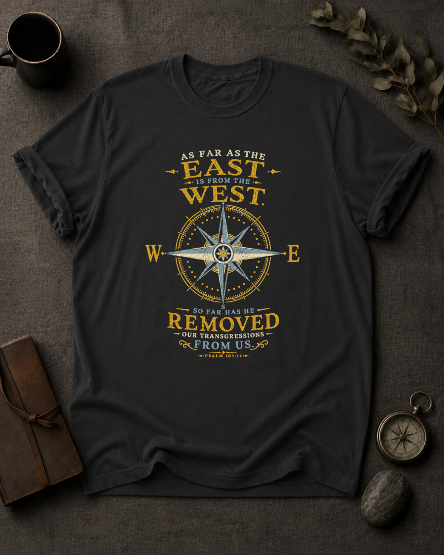 East from West Christian T-Shirt in Black - Comfort Colors 1717