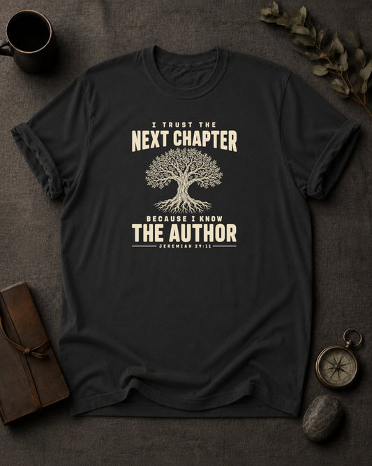 I Trust the Next Chapter Comfort Colors 1717 — Jeremiah 29:11 t-shirt black