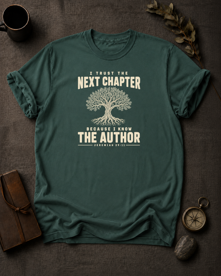 I Trust the Next Chapter Comfort Colors 1717 — Jeremiah 29:11 t-shirt blue spruce