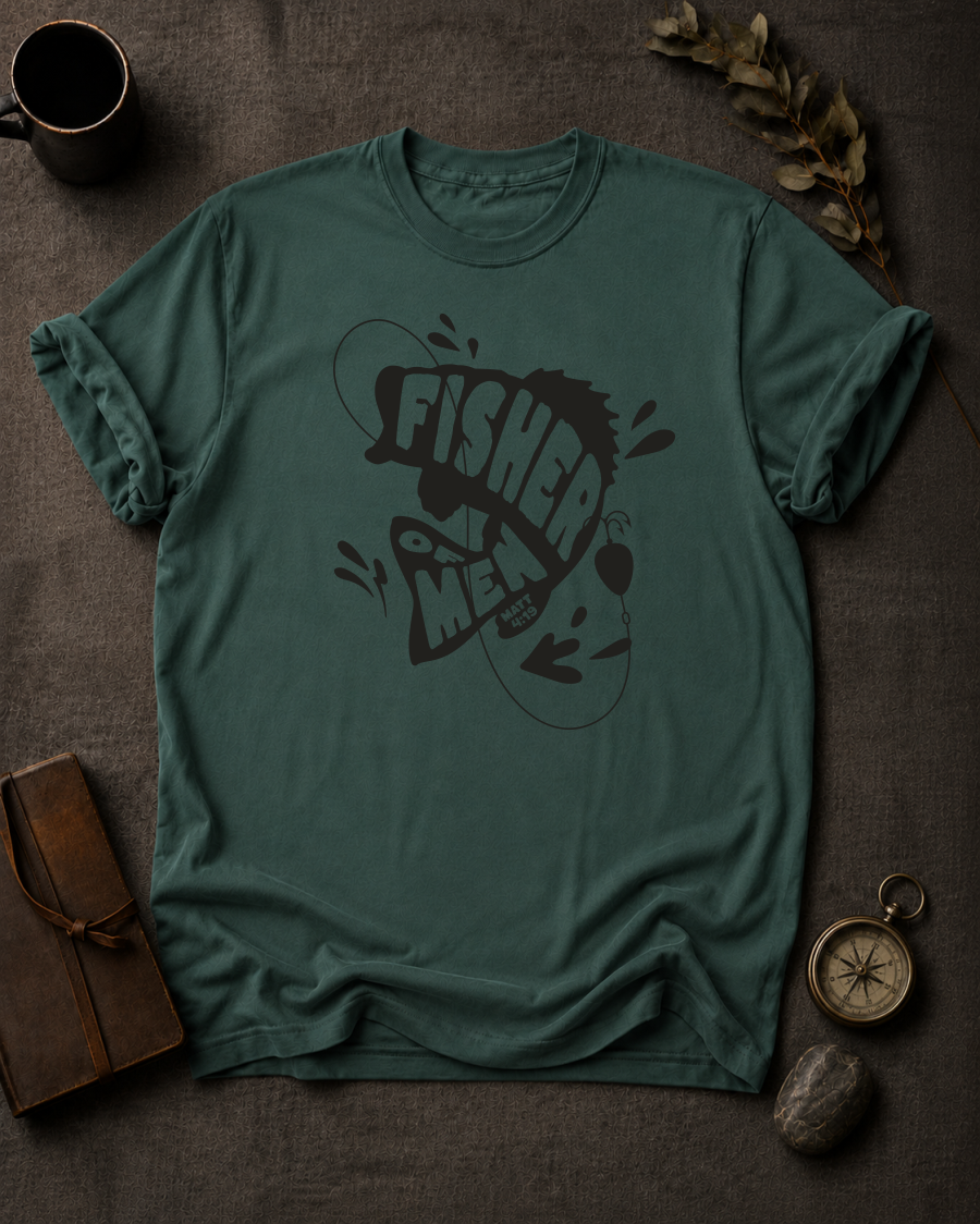 Fisher of Men Comfort Colors 1717 — Matthew 4:19 t-shirt Blue Spruce
