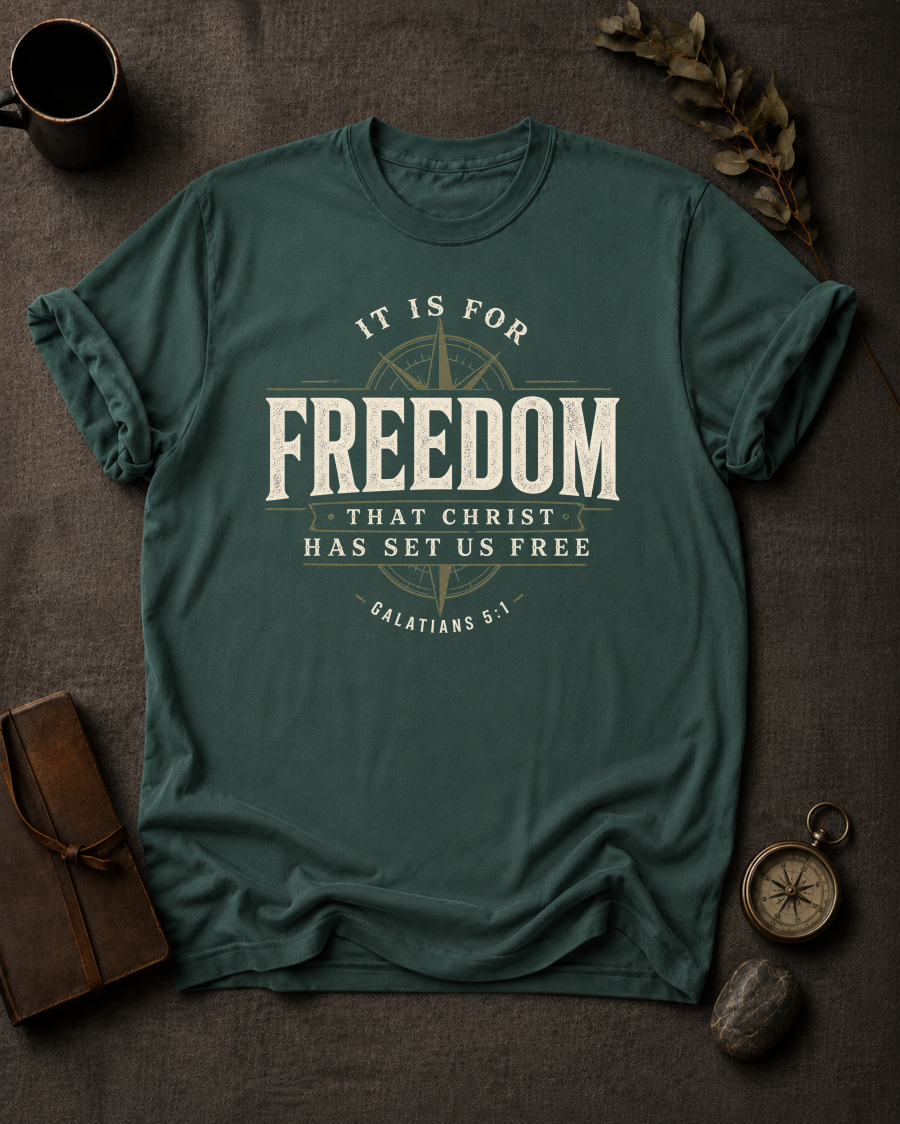 It Is For Freedom Comfort Colors 1717 — Galatians 5:1 t-shirt BlueSpruce