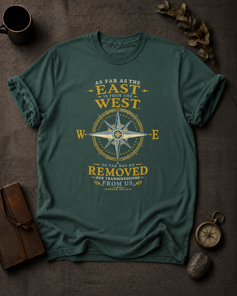 East from West Christian T-Shirt in Blue Spruce - Comfort Colors 1717