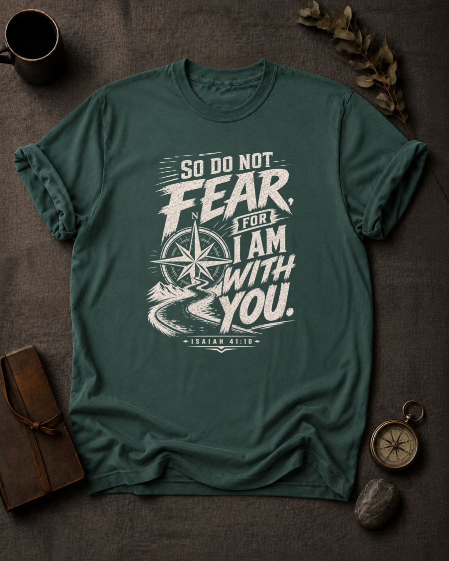 Do Not Fear For I Am With You — Isaiah 41:10 t-shirt  Comfort Colors 1717 Blue Spruce
