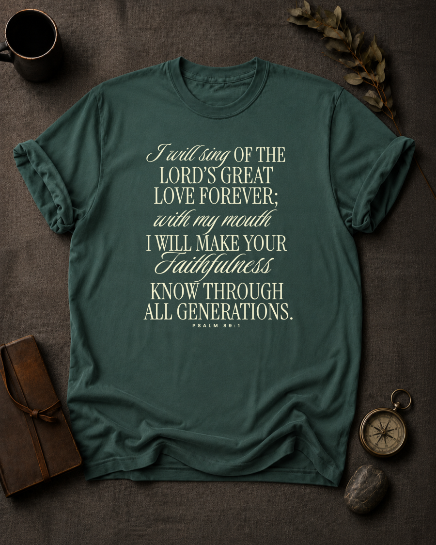 I Will Sing of the Lord's Great Love Forever | Psalm 89:1 Christian T-Shirt