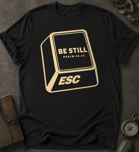 Be Still Christian T-Shirt in Black - Comfort Colors 1717 | To His Glory Club