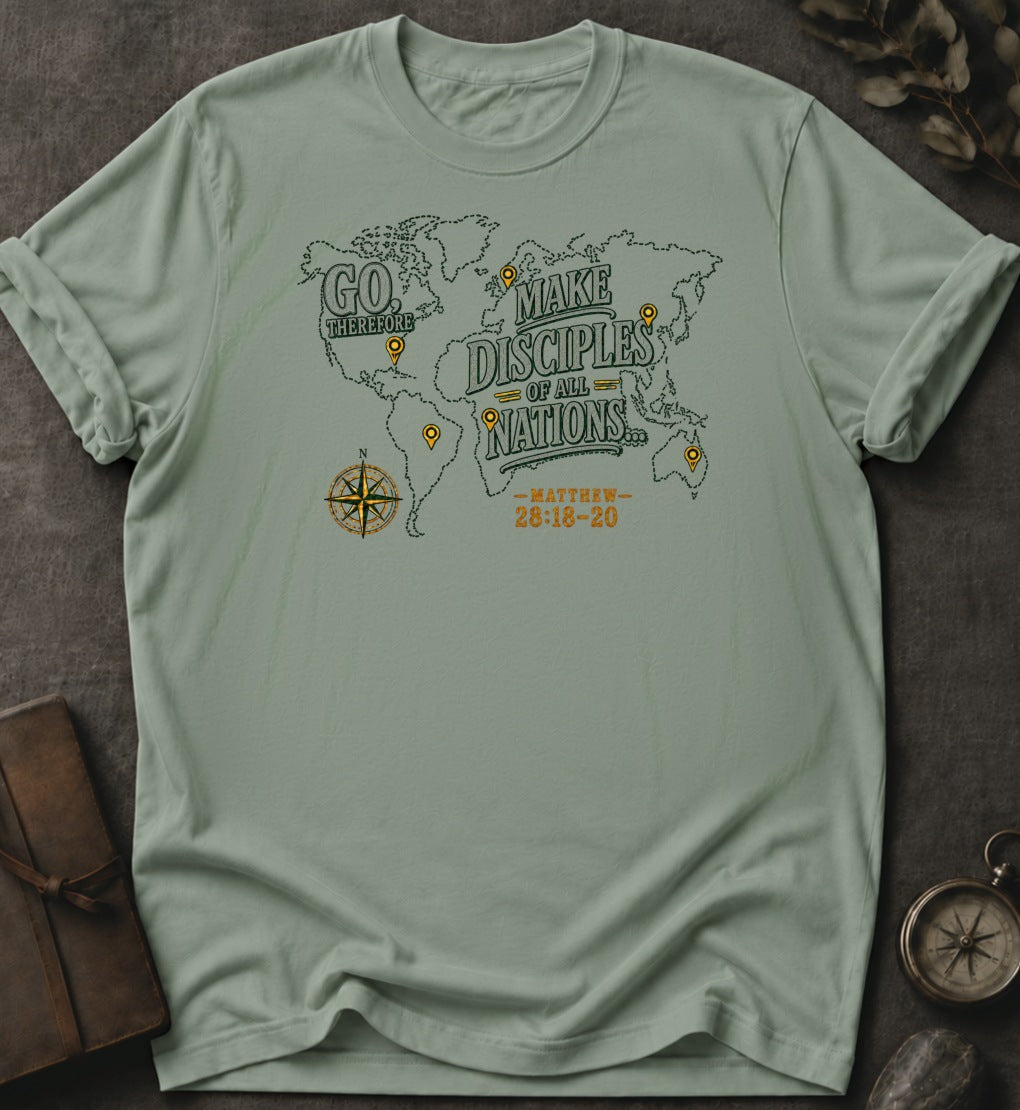 Go, Therefore Christian T-Shirt in Bay - Comfort Colors 1717 | To His Glory Club