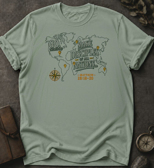 Go, Therefore Christian T-Shirt in Bay - Comfort Colors 1717 | To His Glory Club