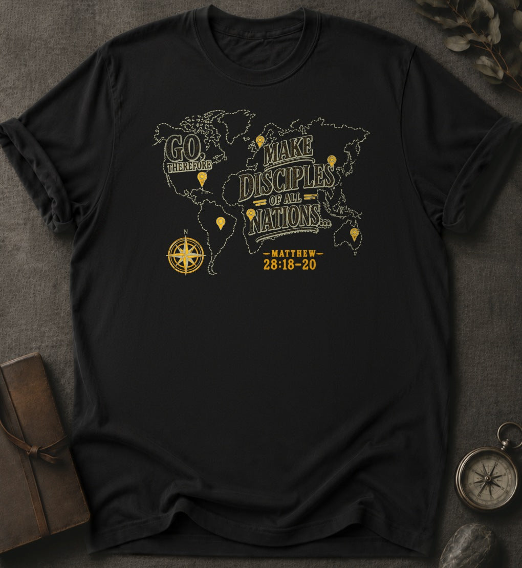 Go, Therefore Christian T-Shirt in Black - Comfort Colors 1717 | To His Glory Club