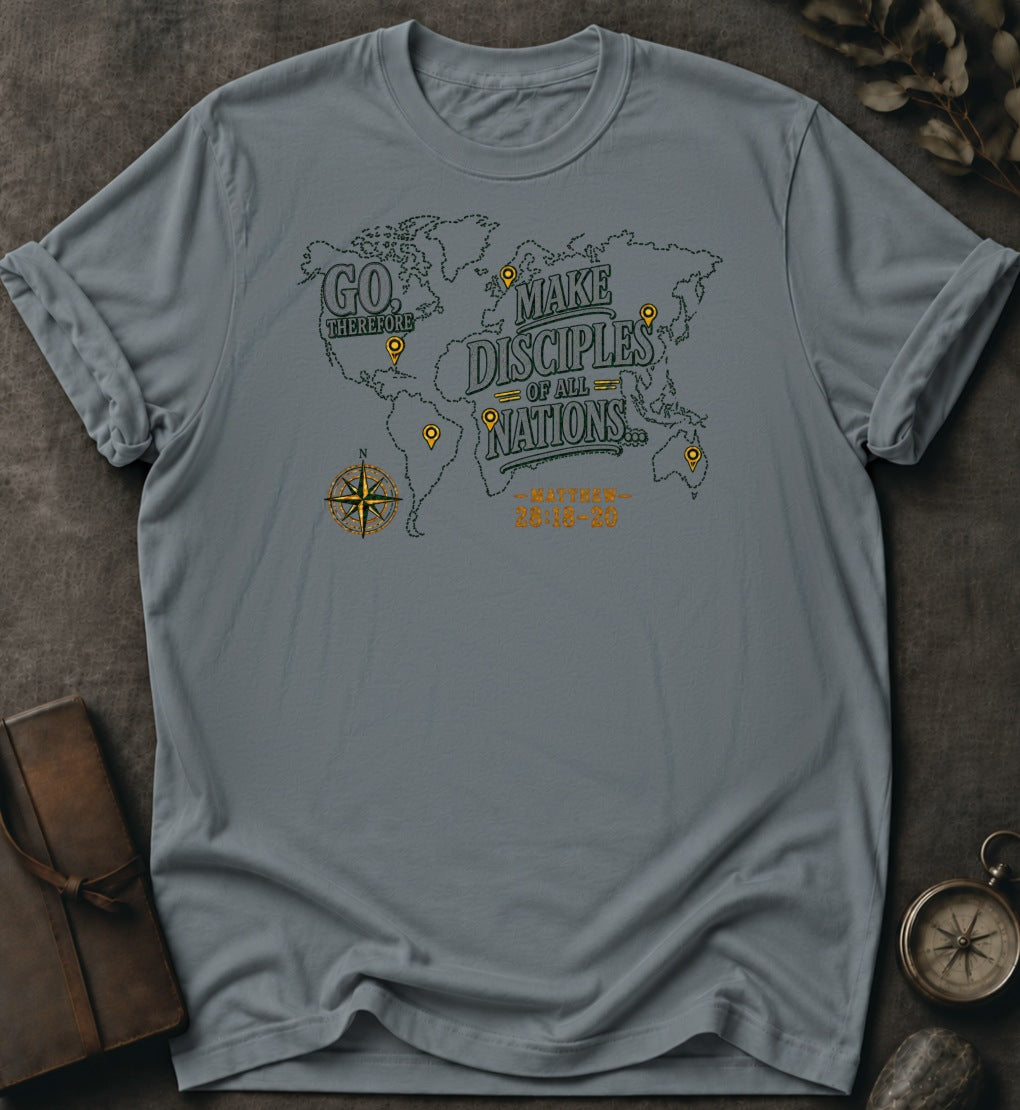 Go, Therefore Christian T-Shirt in Granite - Comfort Colors 1717 | To His Glory Club