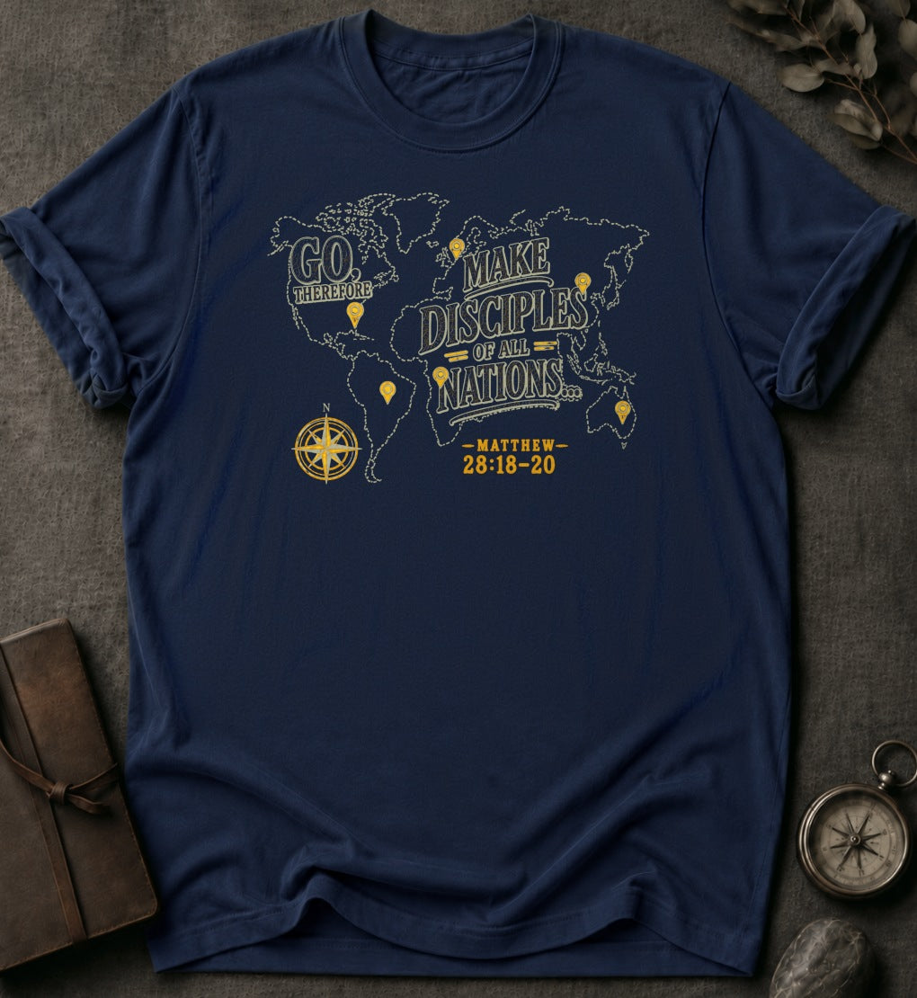 Go, Therefore Christian T-Shirt in Navy - Comfort Colors 1717 | To His Glory Club