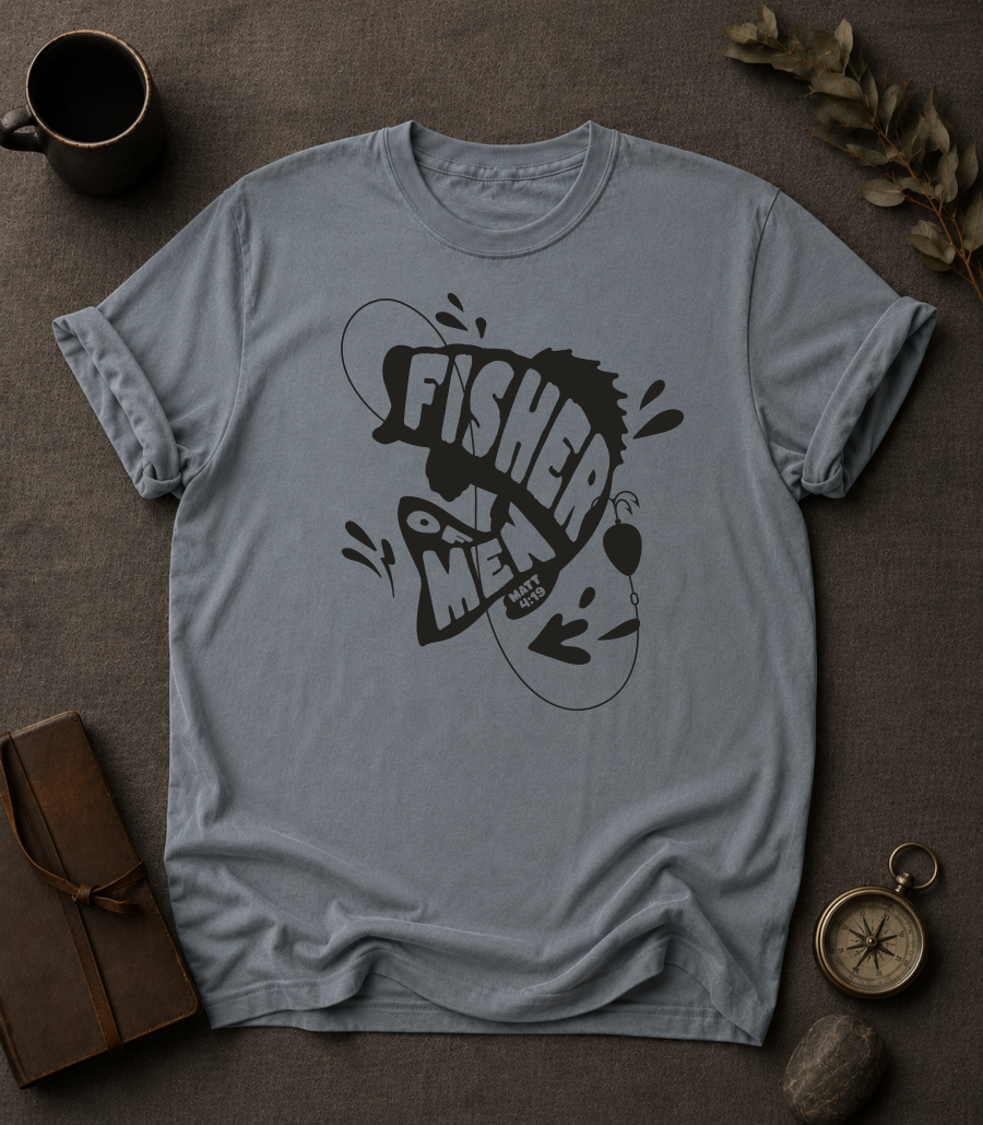 Fisher of Men Comfort Colors 1717 — Matthew 4:19 t-shirt Granite