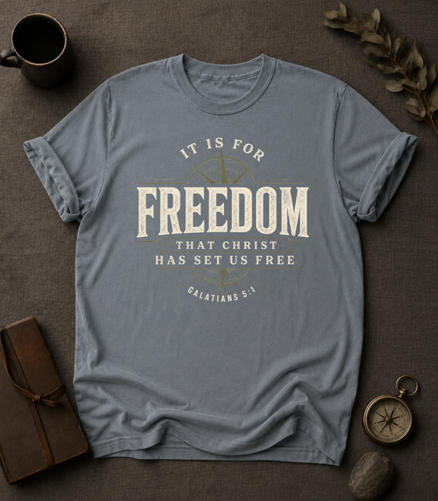 It Is For Freedom Comfort Colors 1717 — Galatians 5:1 t-shirt granite