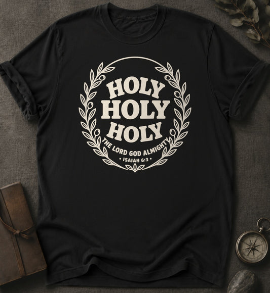 Holy Holy Holy Christian T-Shirt in Black - Comfort Colors 1717 | To His Glory Club