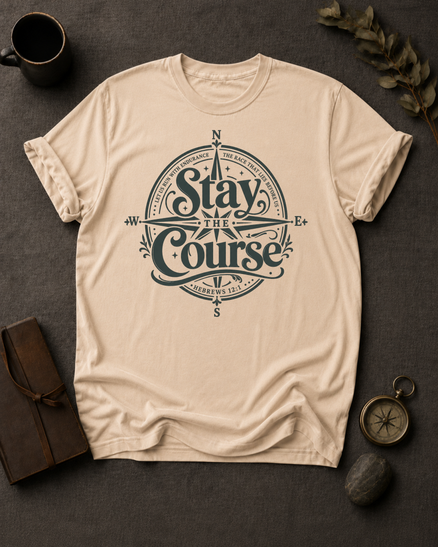 Stay the Course Christian T-Shirt in Ivory - Comfort Colors 1717