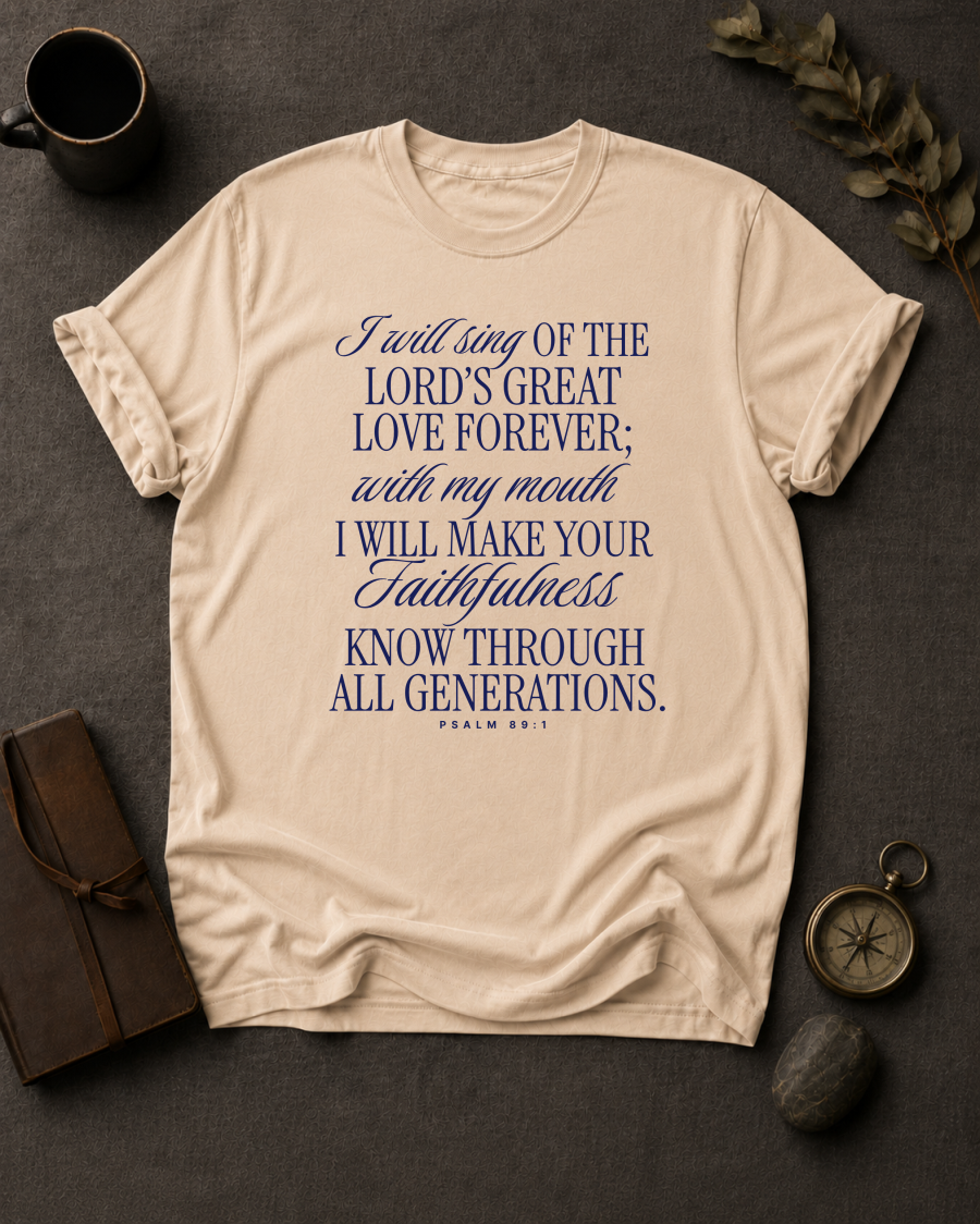 I Will Sing of the Lord's Great Love Forever | Psalm 89:1 Christian T-Shirt