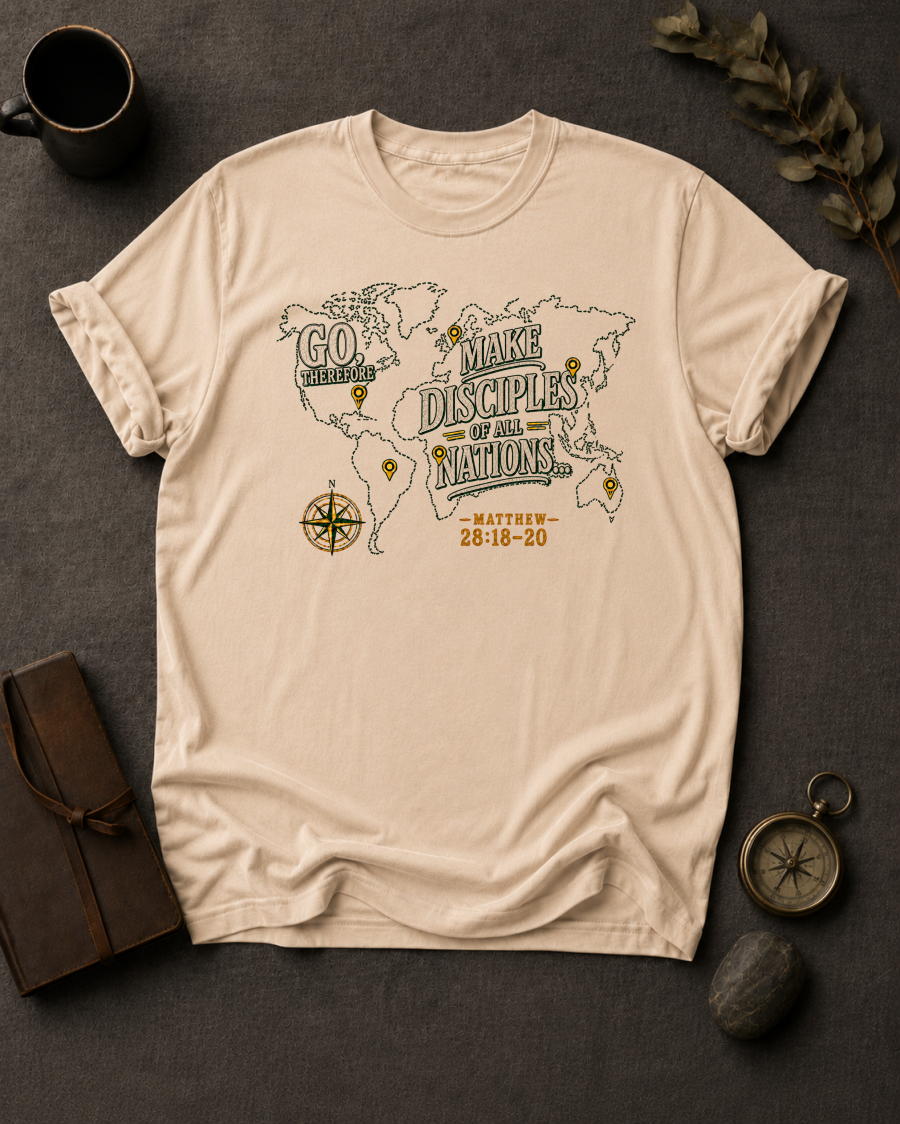 Go Therefore Christian T-Shirt in Ivory - Comfort Colors 1717