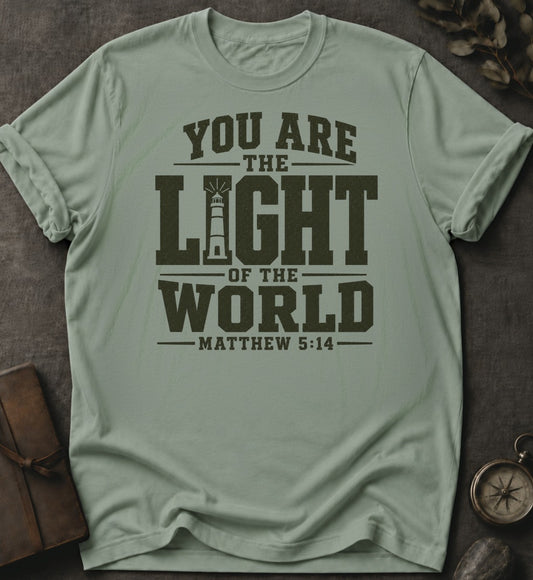 Light of the World Christian T-Shirt in Bay - Comfort Colors 1717 | To His Glory Club