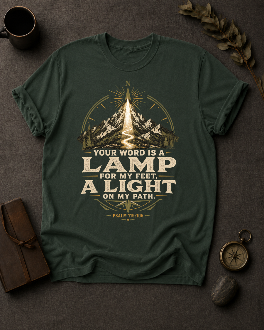 Lamp for My Feet Christian T-Shirt in Moss - Comfort Colors 1717