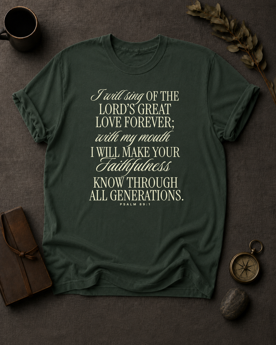 I Will Sing of the Lord's Great Love Forever | Psalm 89:1 Christian T-Shirt