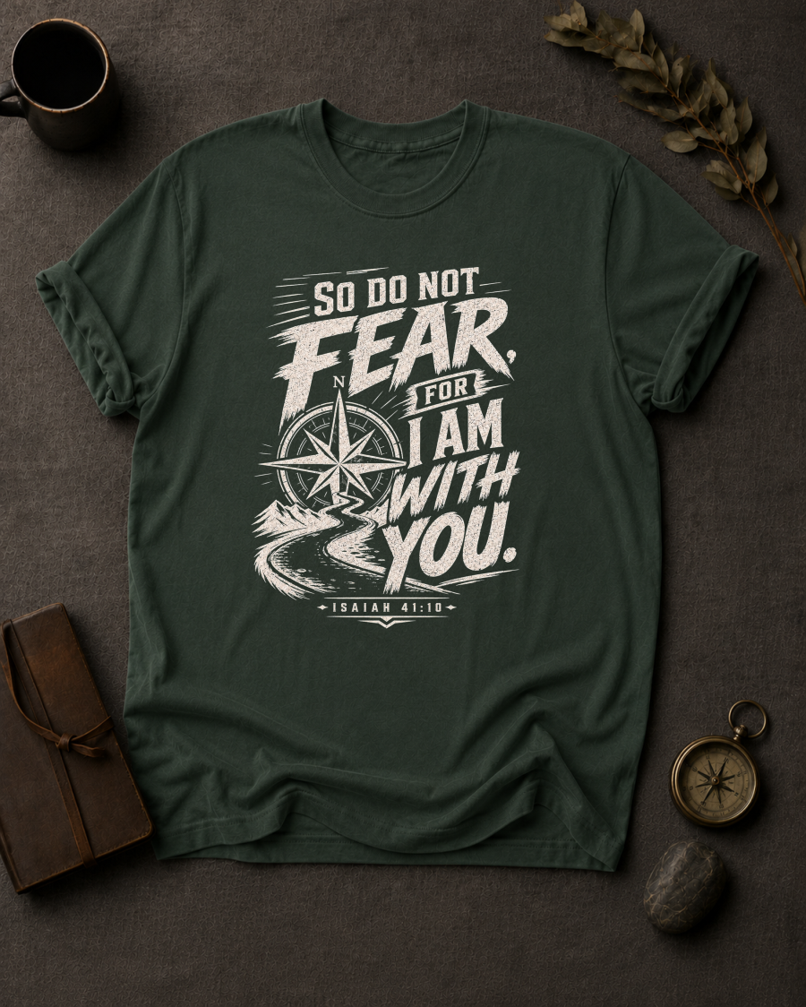 Do Not Fear For I Am With You — Isaiah 41:10 t-shirt  Comfort Colors 1717 Moss