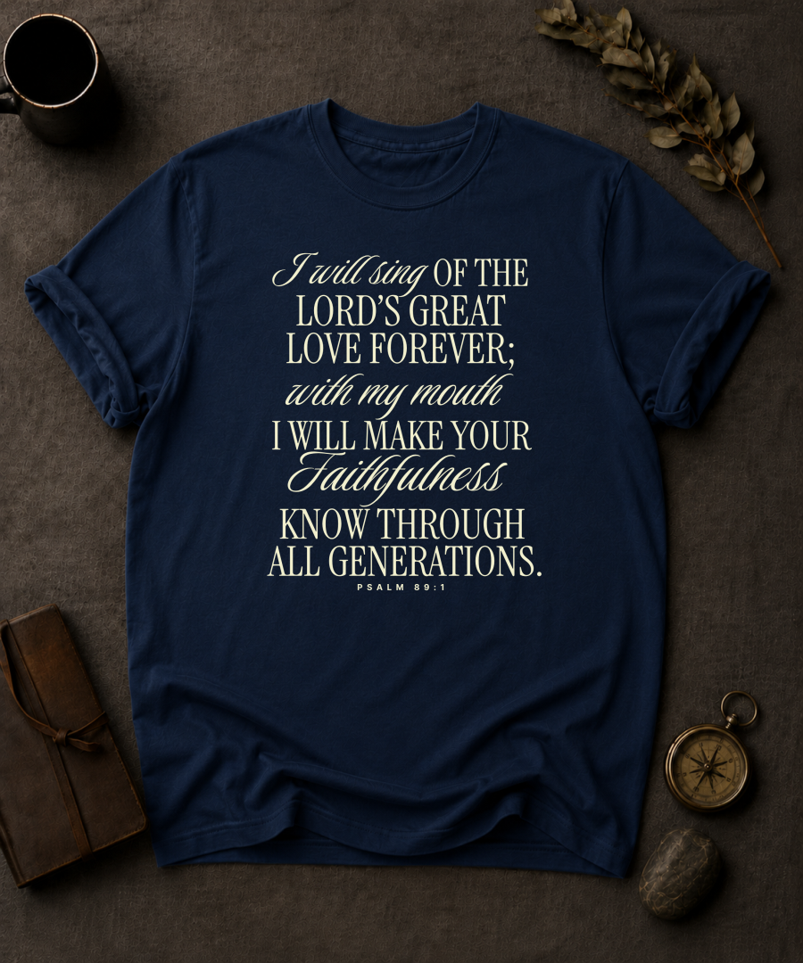 I Will Sing of the Lord's Great Love Forever | Psalm 89:1 Christian T-Shirt