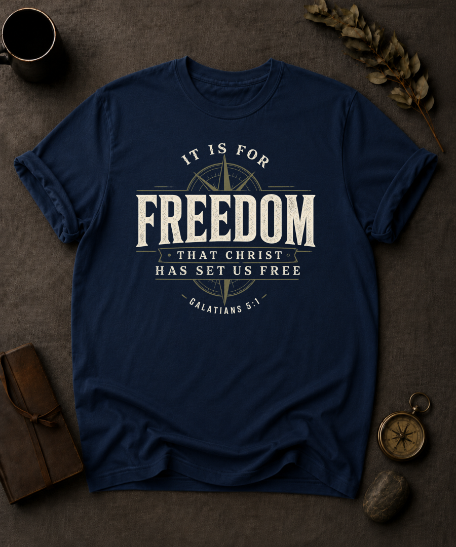 It Is For Freedom Comfort Colors 1717 — Galatians 5:1 t-shirt Navy