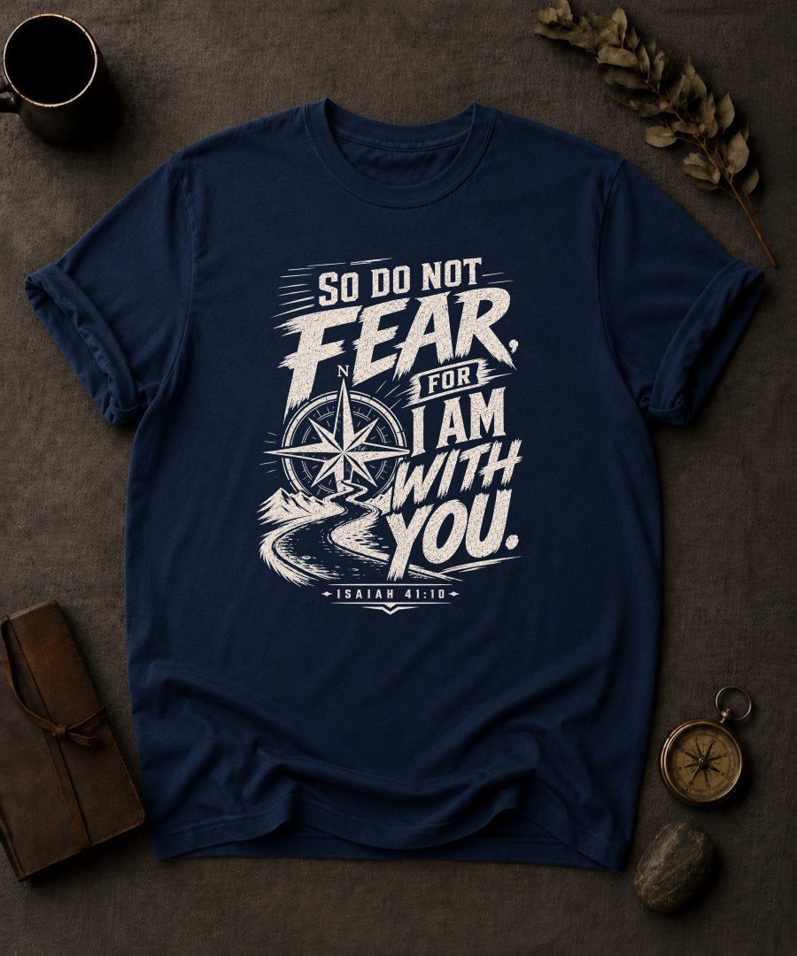 Do Not Fear For I Am With You — Isaiah 41:10 t-shirt  Comfort Colors 1717 Navy