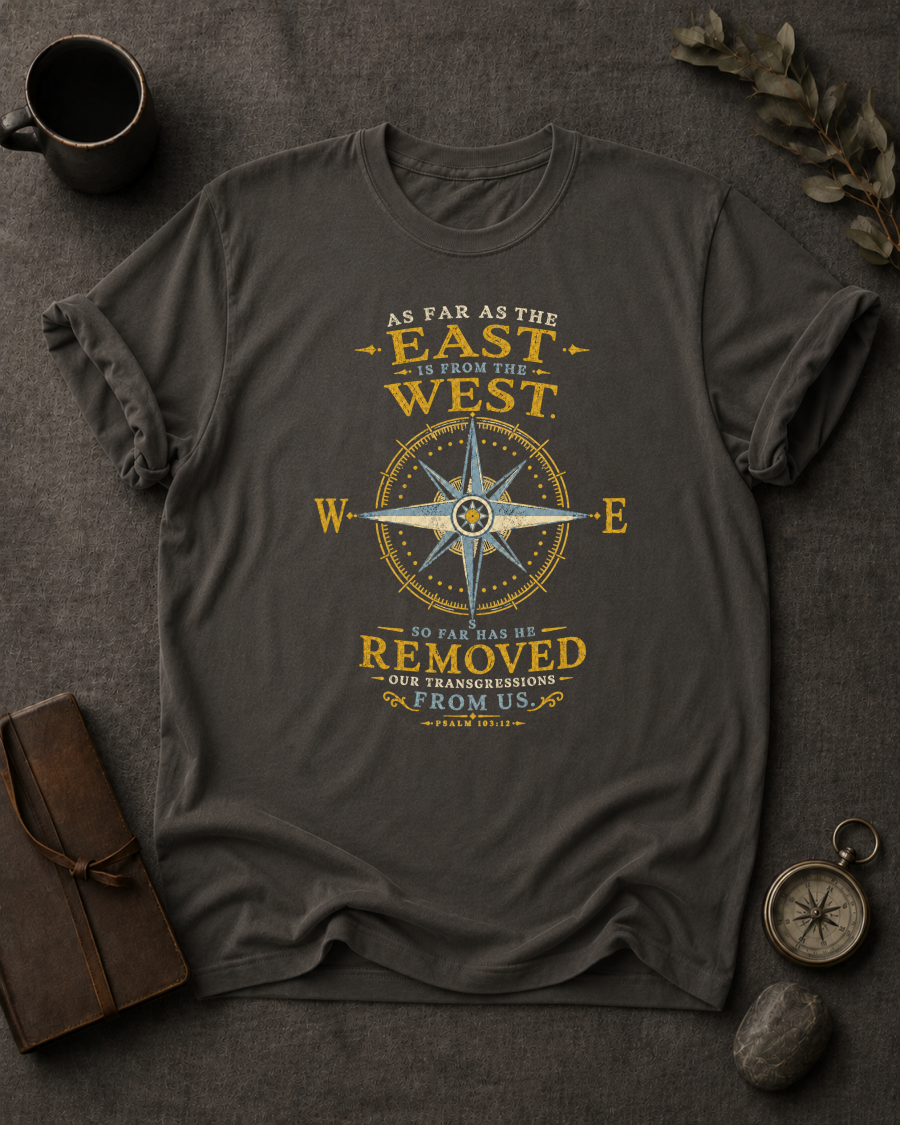 East from West Christian T-Shirt in Pepper - Comfort Colors 1717