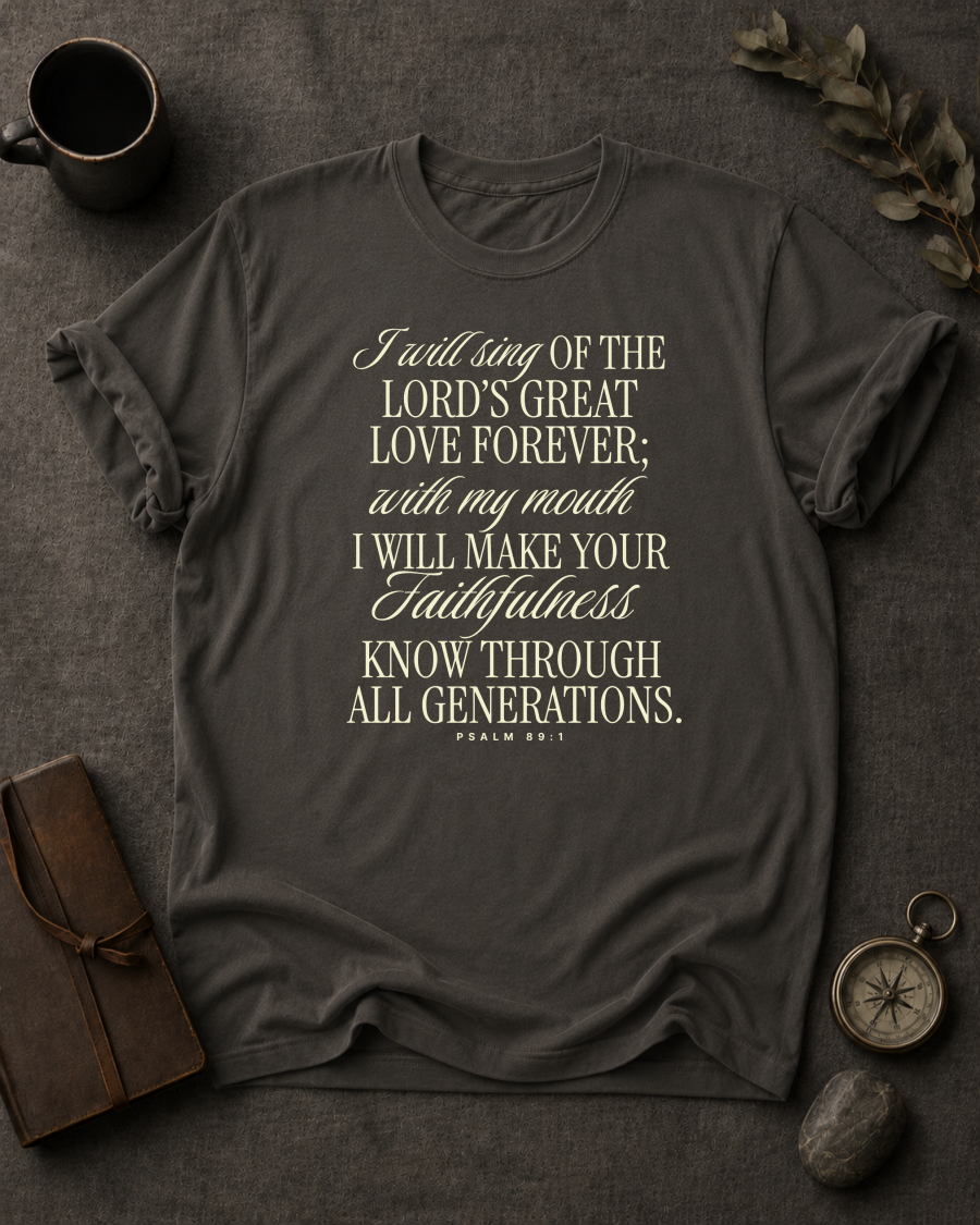 I Will Sing of the Lord's Great Love Forever | Psalm 89:1 Christian T-Shirt