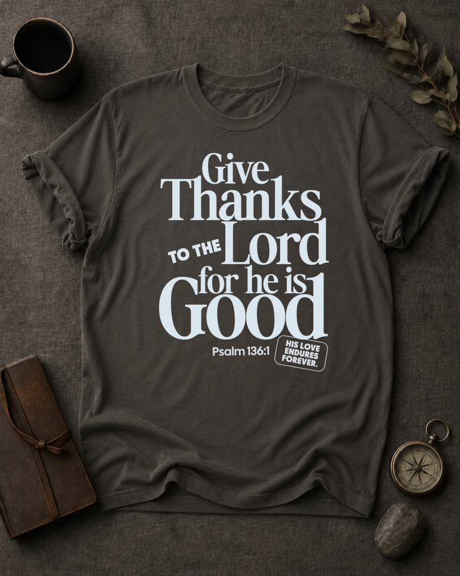 Give Thanks to the Lord Comfort Colors 1717 — Psalm 136:1 t-shirt pepper