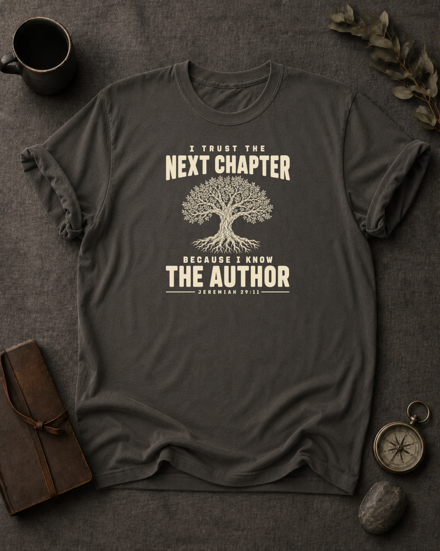 I Trust the Next Chapter Comfort Colors 1717 — Jeremiah 29:11 t-shirt pepper