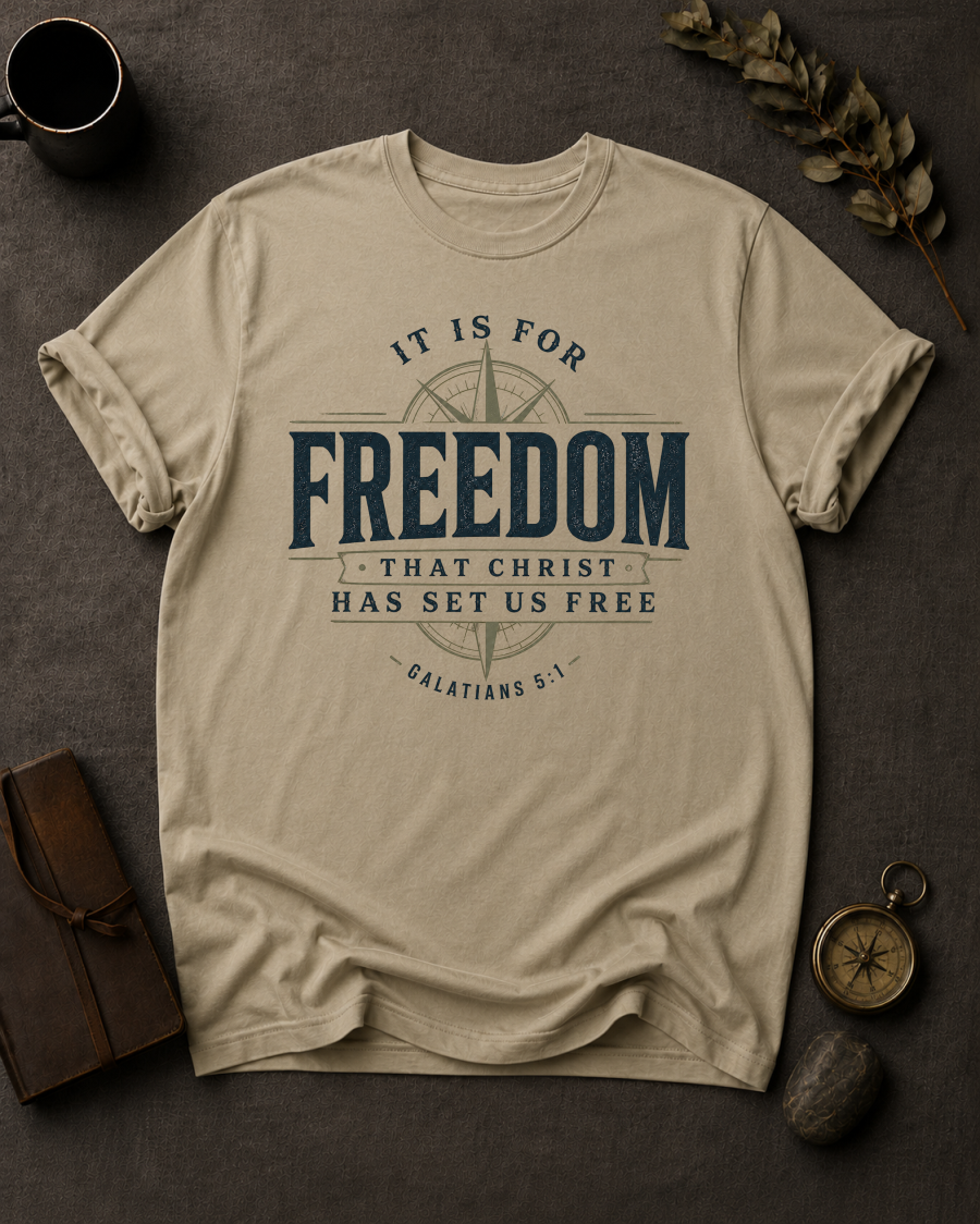 It Is For Freedom Comfort Colors 1717 — Galatians 5:1 t-shirt Sandstone