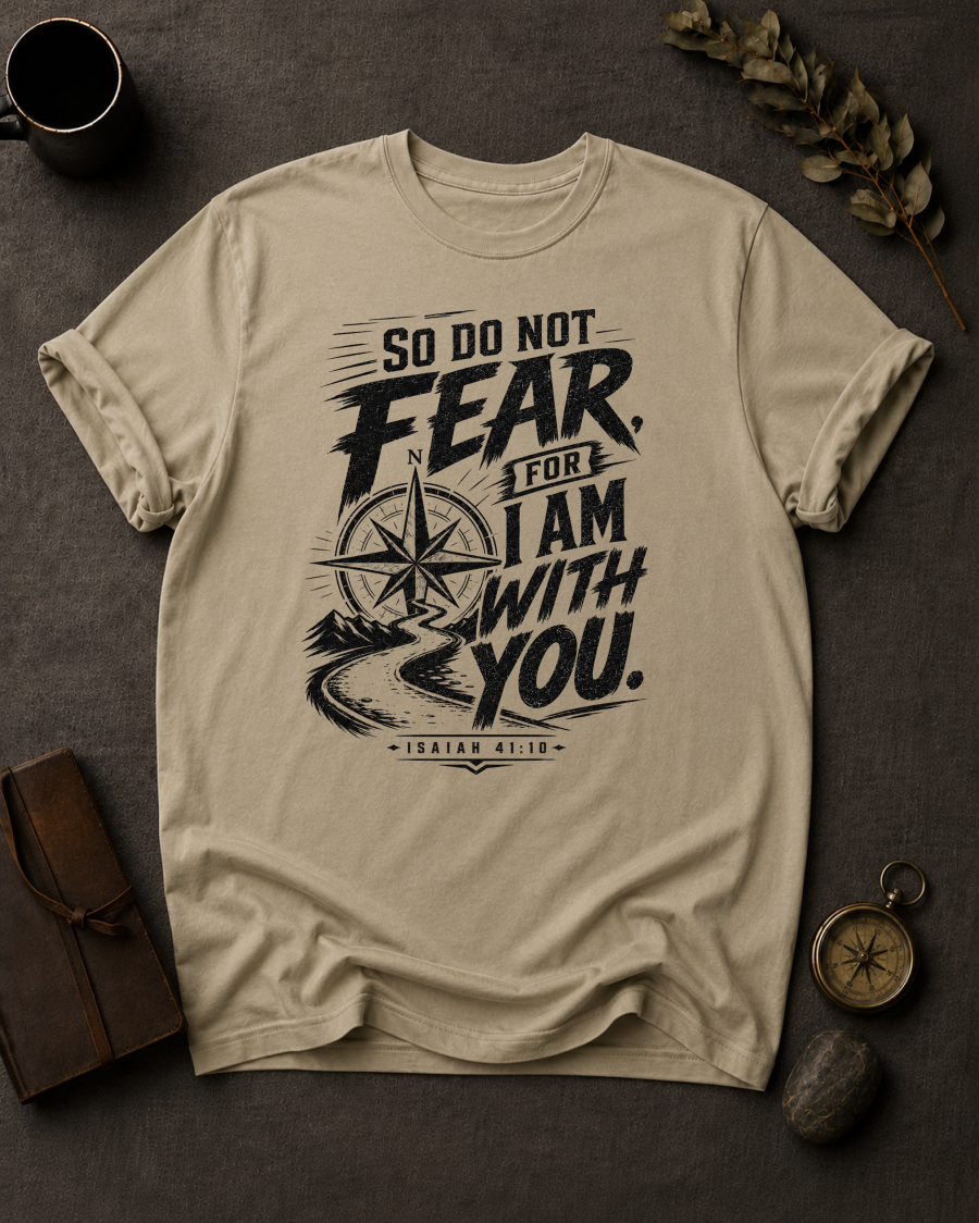 Do Not Fear For I Am With You — Isaiah 41:10 t-shirt  Comfort Colors 1717 Sandstone