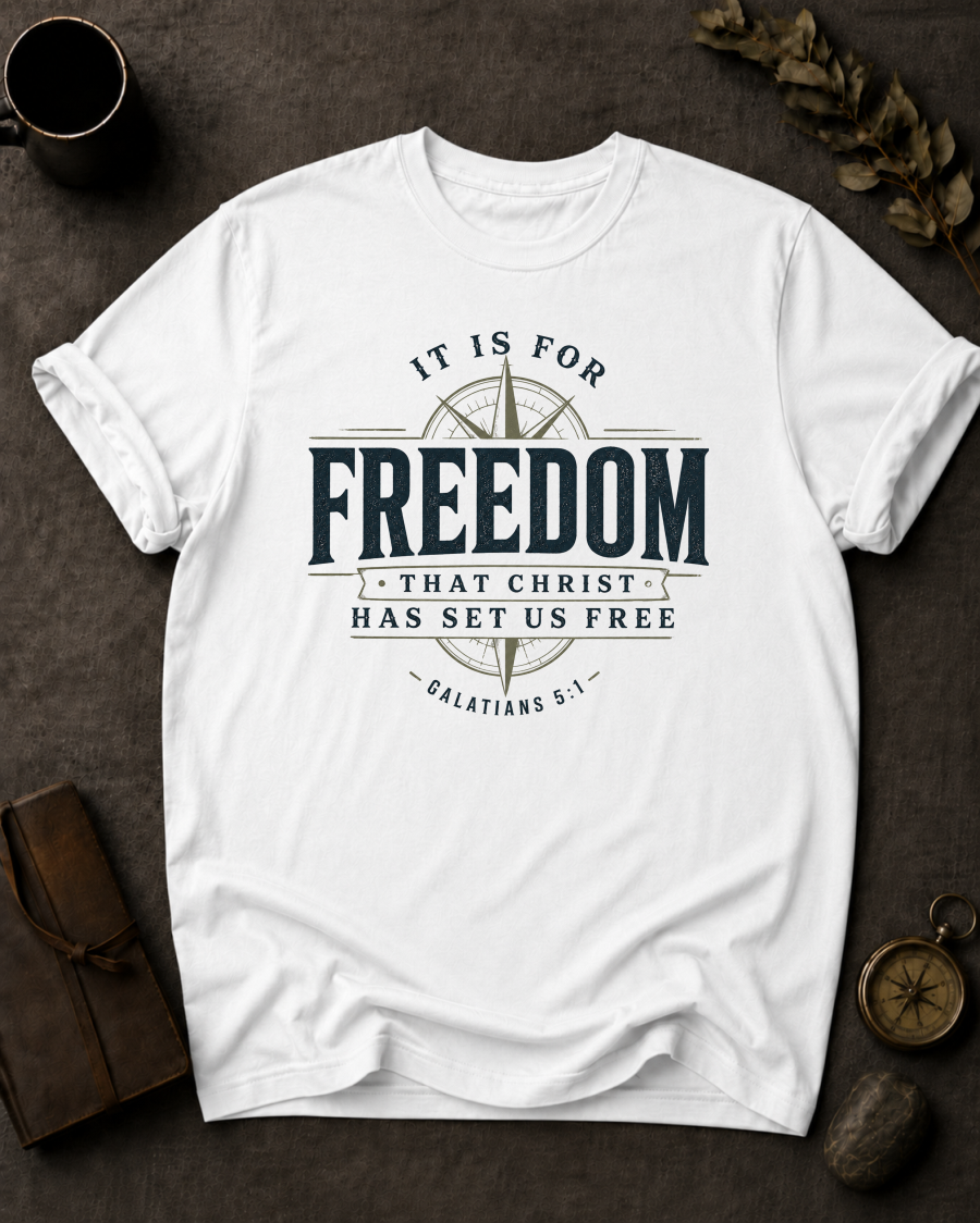 It Is For Freedom Comfort Colors 1717 — Galatians 5:1 t-shirt white